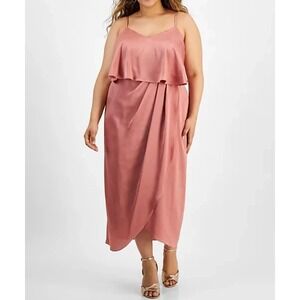 City‎ Studios Plus Size Draped Sleeveless Midi Dress Dark Mauve Size 3X